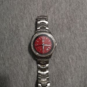 Tag heuer formula 1 red dial 1ct diamond watch